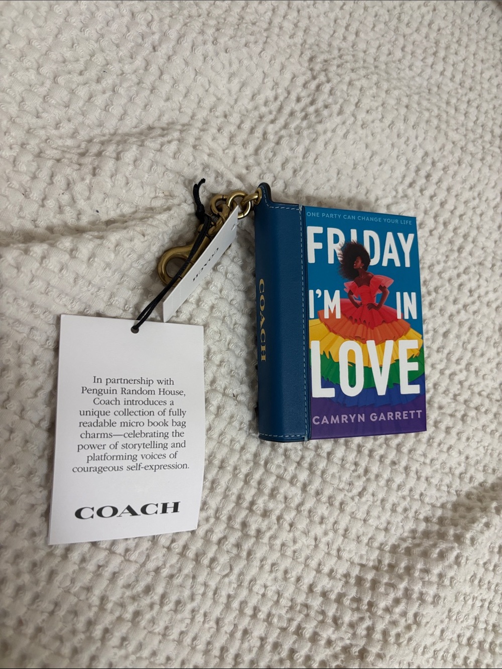 Coach Blue & Rainbow Micro Book Charm Keyring